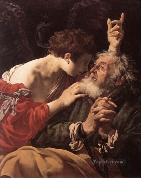  pedro pintura - La liberación de San Pedro, pintor holandés Hendrick ter Brugghen.